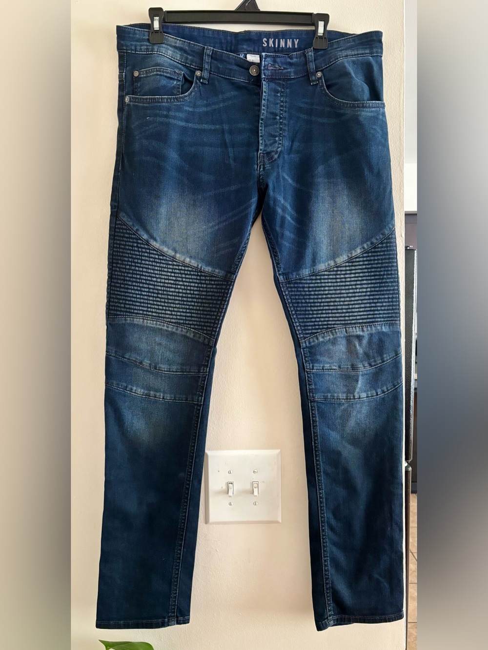 H&M Skinny Ribbed Knee Dark Blue Jeans